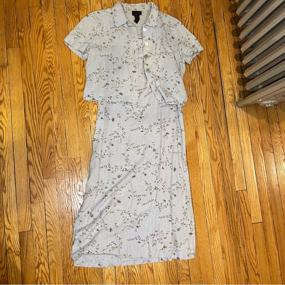 Vintage dress set with matching short sleeve button down